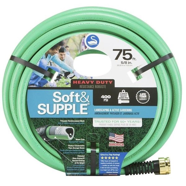 Swan SNSS58075 Garden Hose, 75 ft L, RubberVinyl, Green CSNSS58075